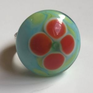 950 Silver Glass Art Ring